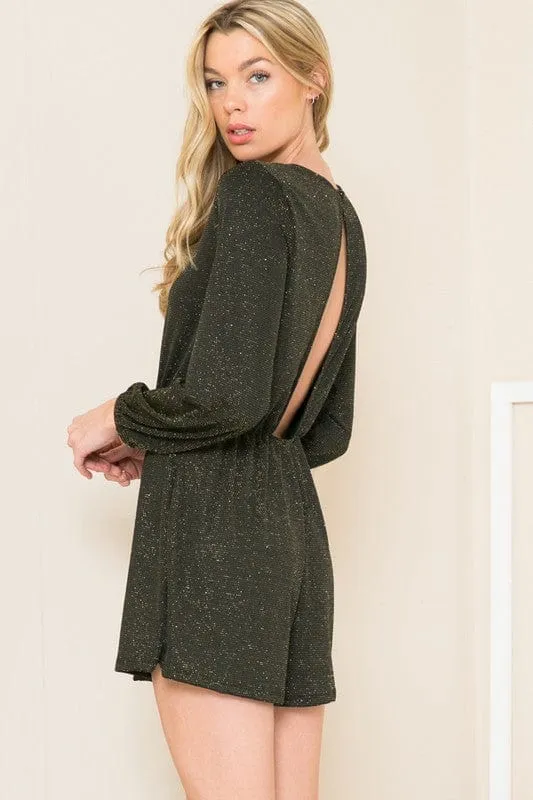 Sparkly Lurex Romper with Puff Sleeves - Perfect for Parties!