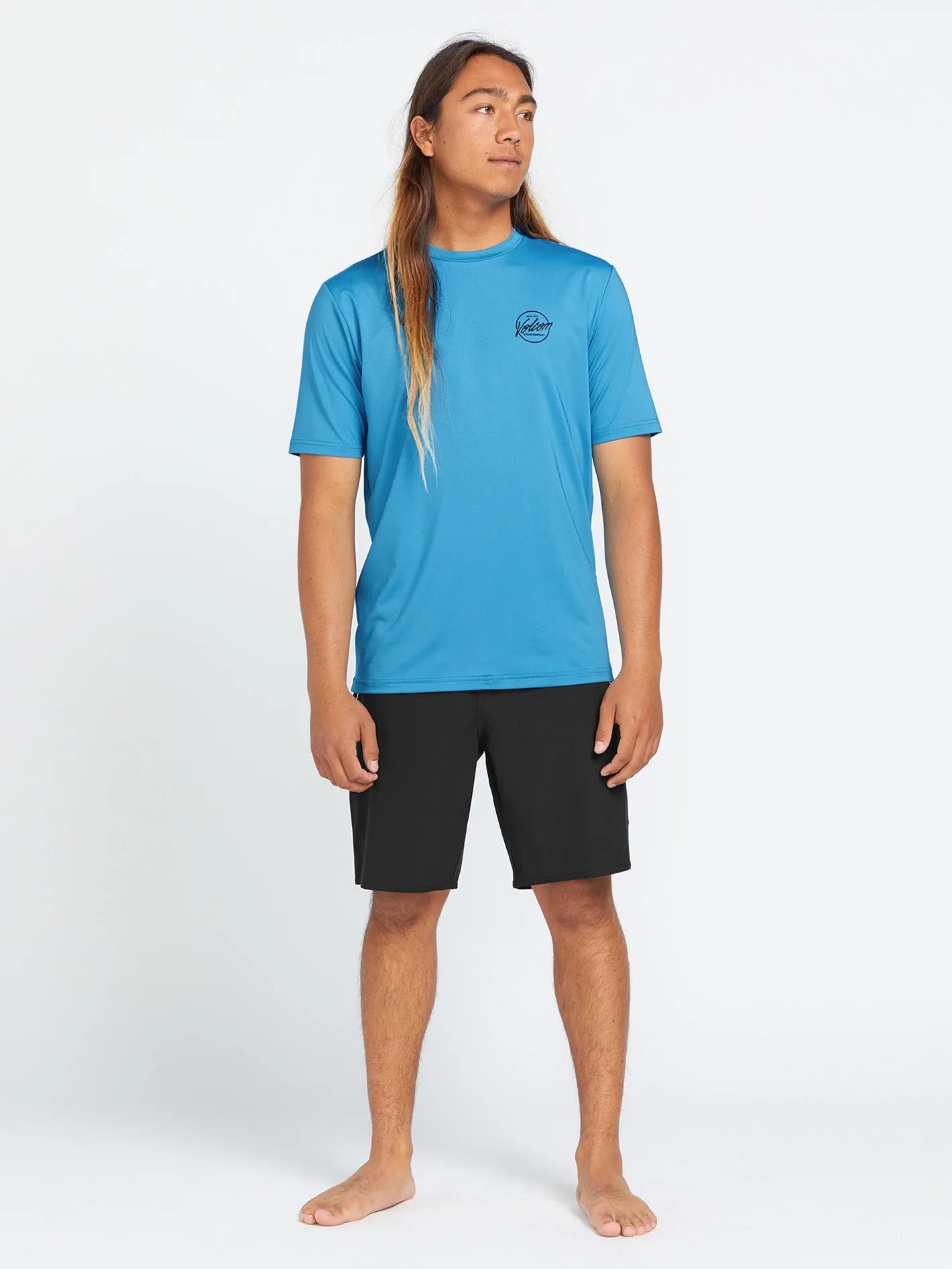 Stone Stamp Short Sleeve Rashguard - Tidal Blue
