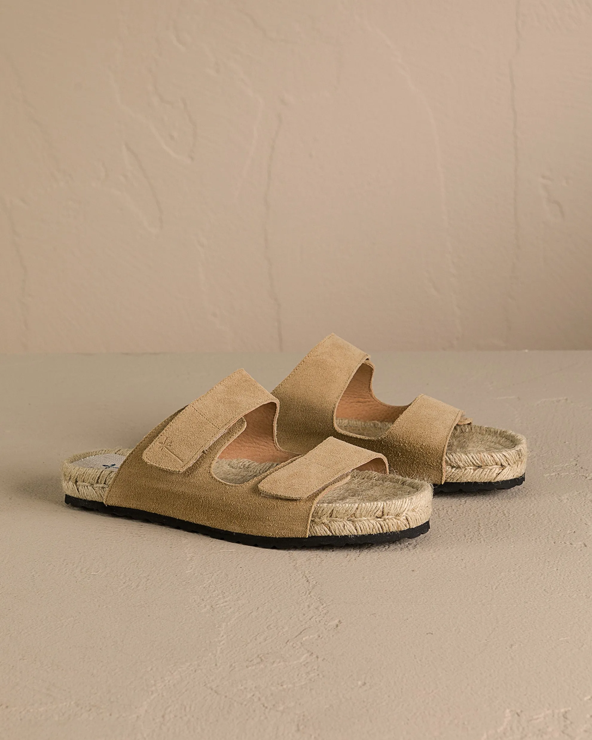 Suede Nordic Sandals - M28RA -Hamptons Touch Strap Washed Beige