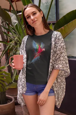 Vibrant Parrot Printed T-shirt for women