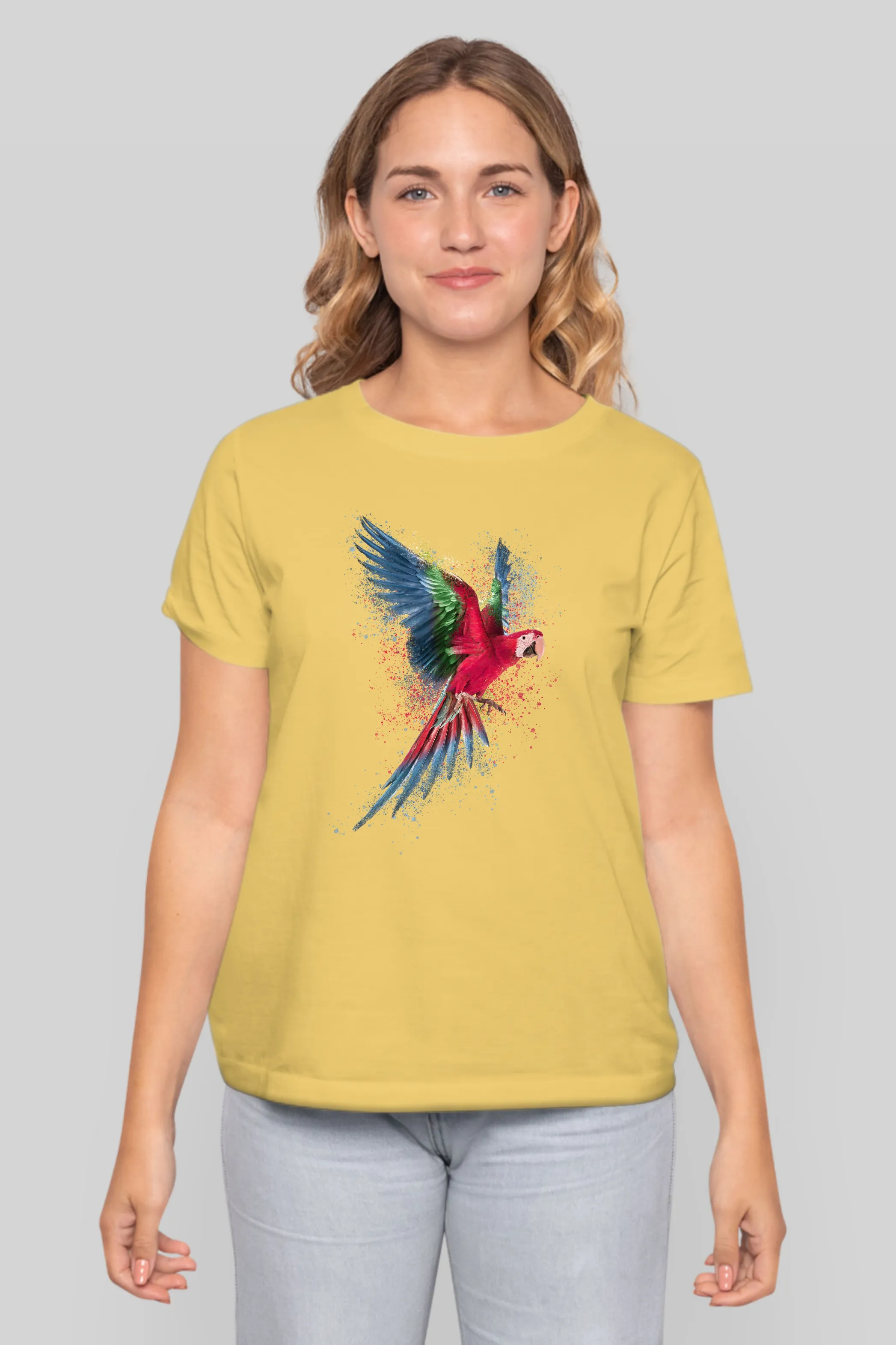 Vibrant Parrot Printed T-shirt for women
