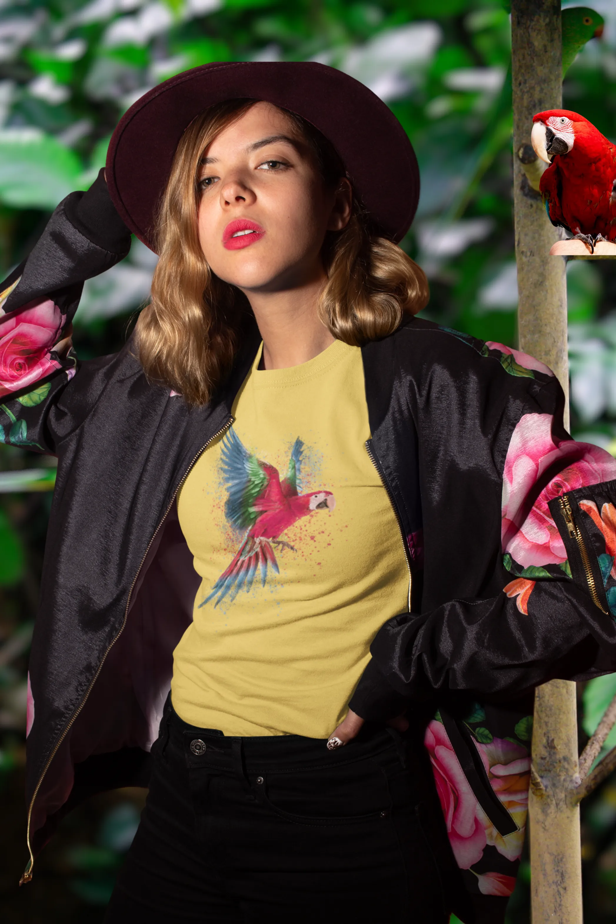Vibrant Parrot Printed T-shirt for women