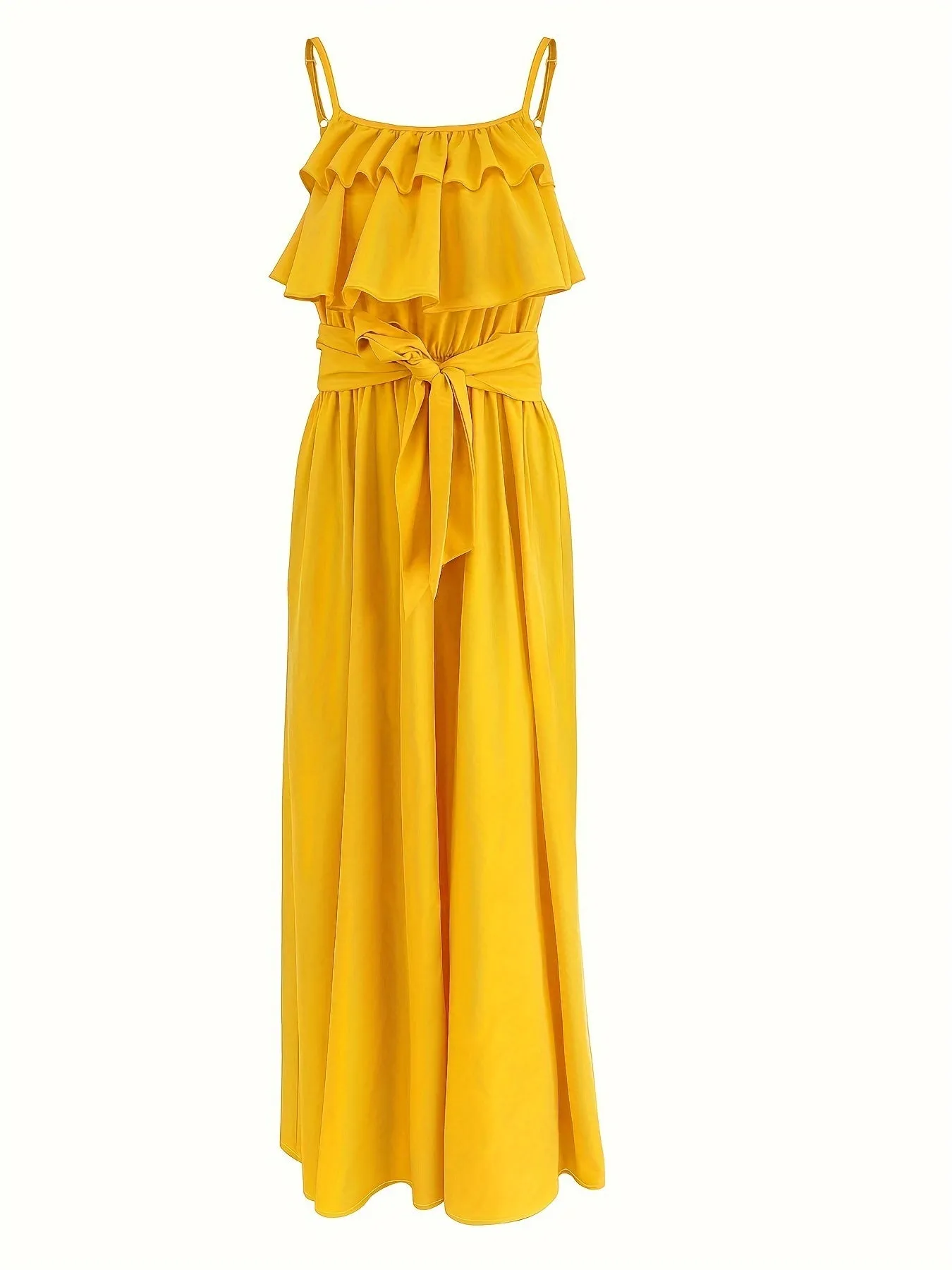 Vibrant Ruffle Trim Cami Dress