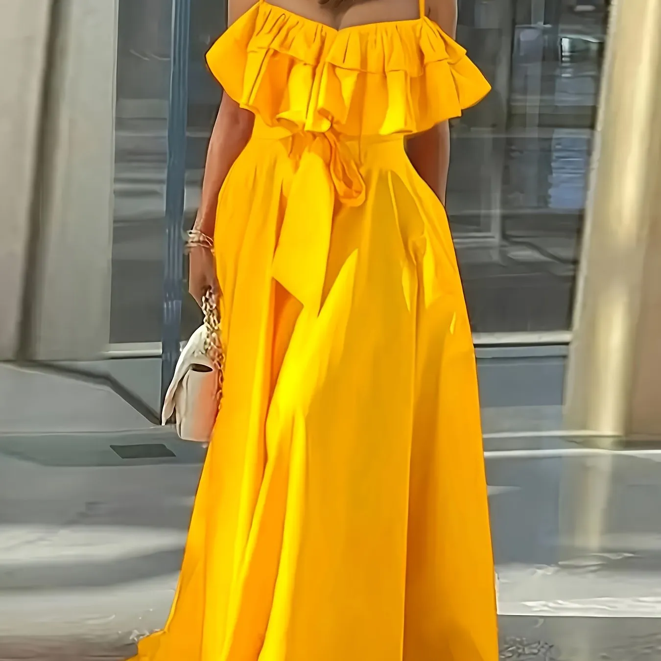 Vibrant Ruffle Trim Cami Dress