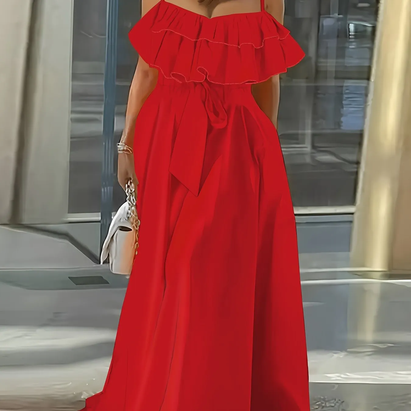 Vibrant Ruffle Trim Cami Dress