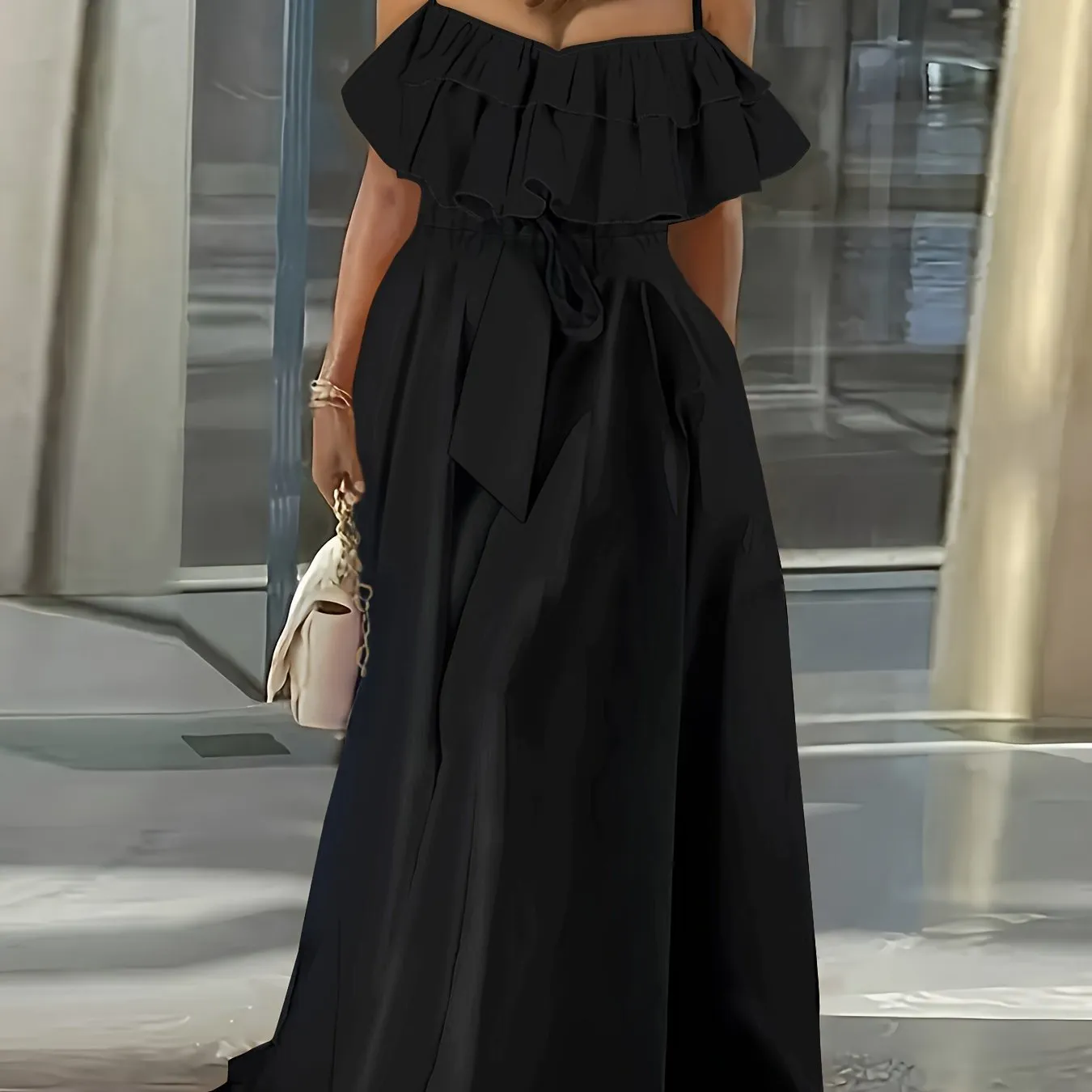 Vibrant Ruffle Trim Cami Dress