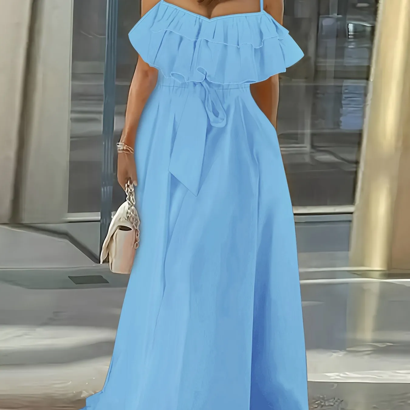Vibrant Ruffle Trim Cami Dress