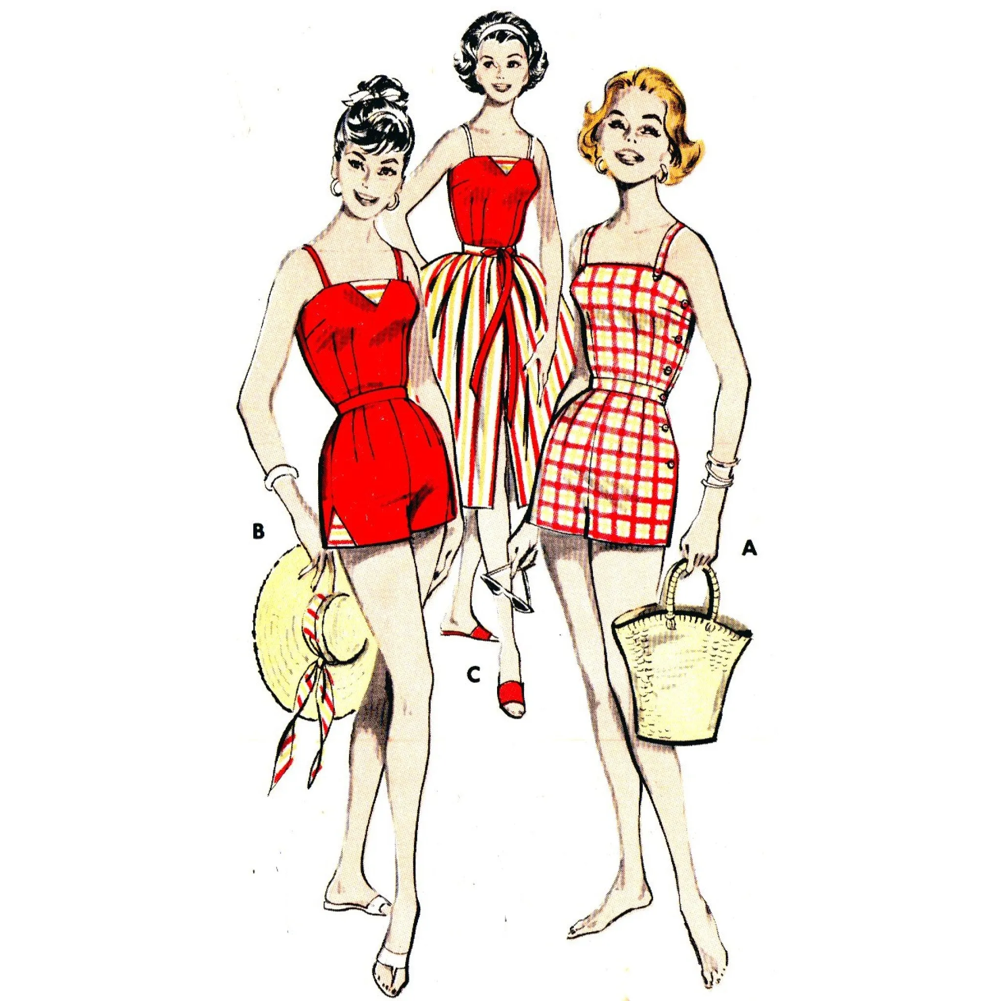 Vintage 1950s Sewing Pattern, Playsuit & Skirt - Bust: 34” (86cm)