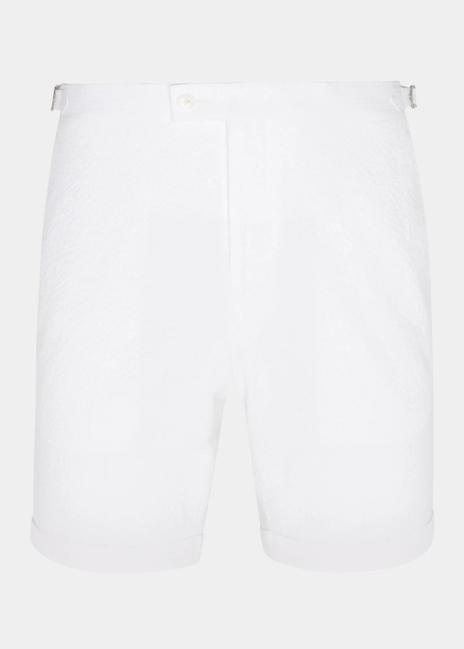 White Seersucker Stretch Shorts