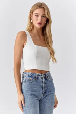 White Square Neck Cropped Scarlett Tank Top