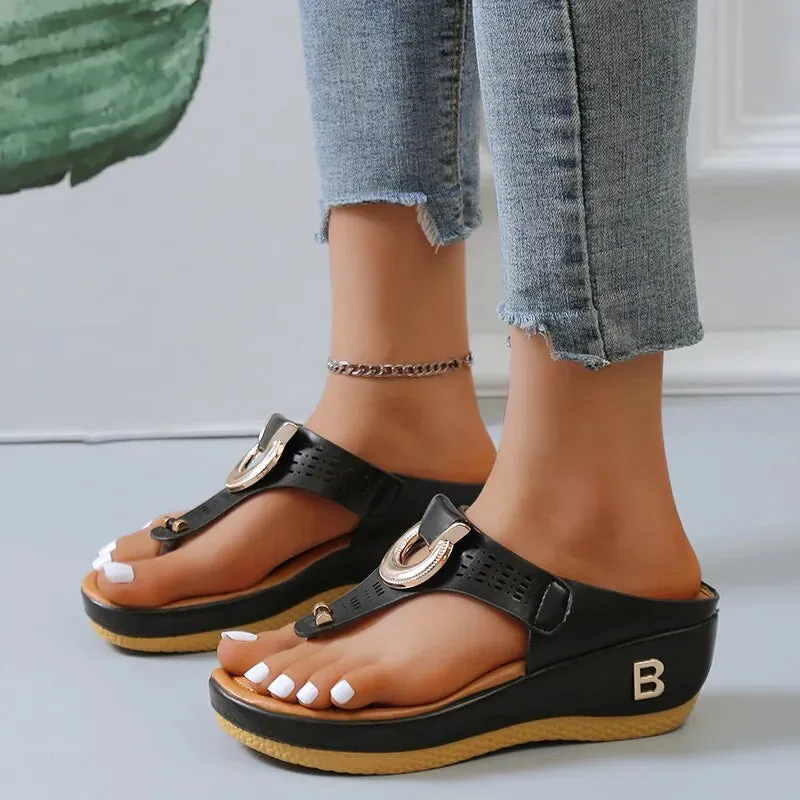 Women Open Toe Beach Wedges Comfortable Slippers