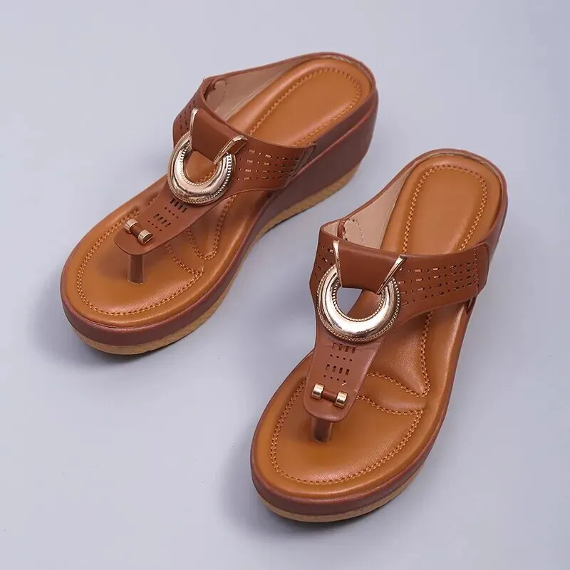 Women Open Toe Beach Wedges Comfortable Slippers