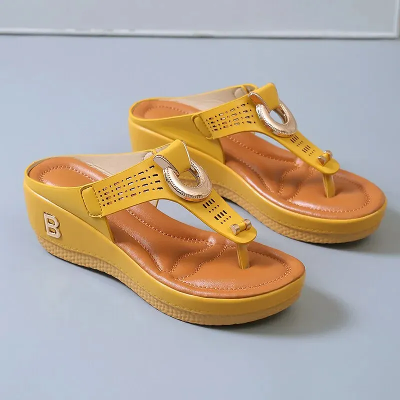 Women Open Toe Beach Wedges Comfortable Slippers
