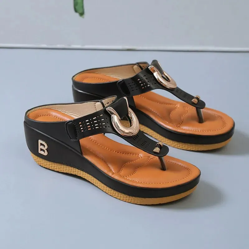 Women Open Toe Beach Wedges Comfortable Slippers