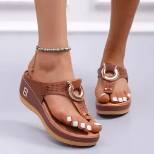 Women Open Toe Beach Wedges Comfortable Slippers