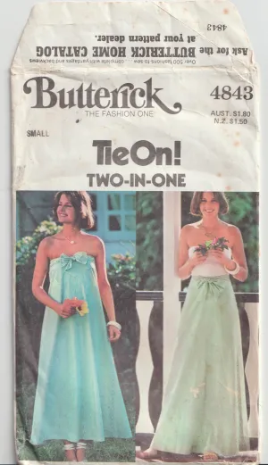 Wrap Skirt or Strapless Dress - Waist 61-64 cm - Vintage Pattern - Butterick 4843 - 1977