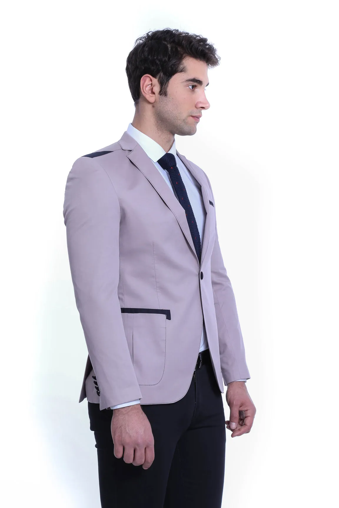 WSS 3 pocket Single Button Cotton Shoulder Stitched Light pink Jacket- - Singen