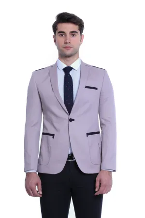 WSS 3 pocket Single Button Cotton Shoulder Stitched Light pink Jacket- - Singen